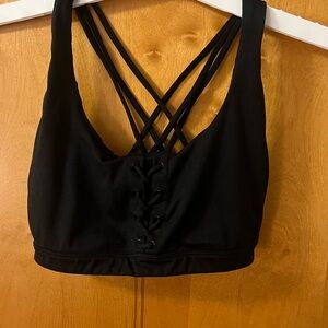 Victoria’s Secret Black Strappy Lace-Up Sports Bra